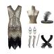 Brüllen 20s 1920s Cocktailkleid Vintage-Kleid Flapper Kleid Kleid Austattungen Ballkleid Ballkleider Der große Gatsby Charleston Übergrössen Damen Feder Silvester 1 Halskette