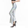 Metallisch Sexy 1980er Glänzendes Latex-Patent Hose Glockenhose PU - Leder Damen Kostüm Jahrgang Cosplay Party Lange Hose Hosen Maskerade Schlager Outfit