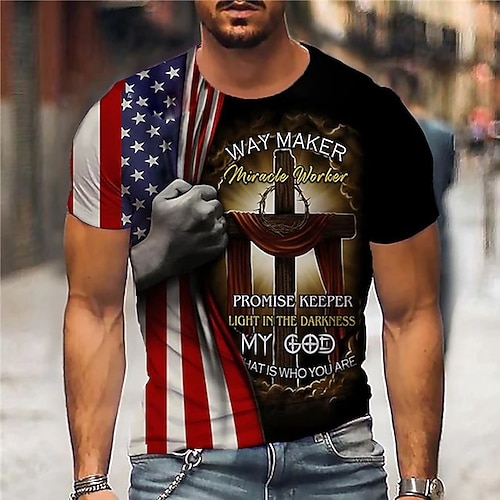 US Amerika 250 Jahr Jubiläum Veteranentag Herren Patriot Patriotischer Veteran Kreuz Nationale Flagge T-Shirt Patriotische Shirts Kurzarm T-Shirt 3D Druck Rundhalsausschnitt Shirt Vintage Sport Mode Image