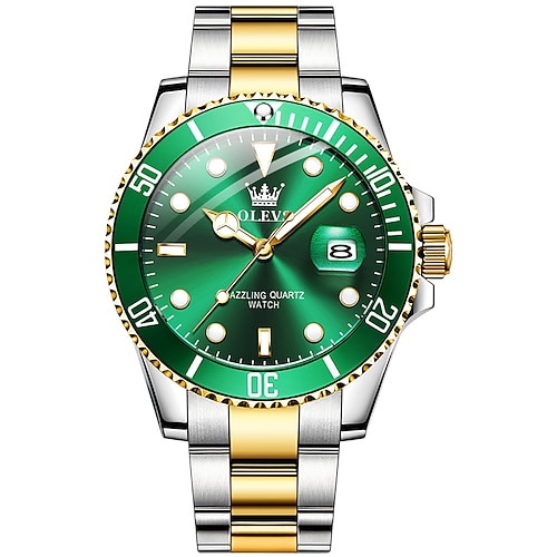 OLEVS Herren Quarz Uhr Minimalistische Mode Lässige Armbanduhr Leuchtender Kalender Wasserdicht Dekoration Stahl Uhr Image