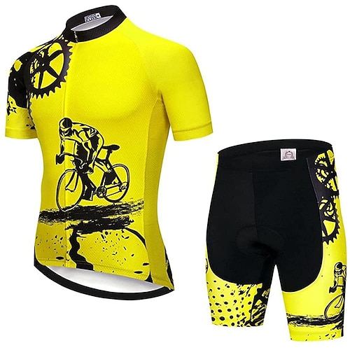 21Grams Herren Radtrikot mit Radhose fahrradbekleidung set Kurzarm MTB Mountain Rennrad Weiß Schwarz Grün Graphic Ausrüstung Fahhrad Sportkleidung 3D-Pad Atmungsaktiv Rasche Trocknung / Image