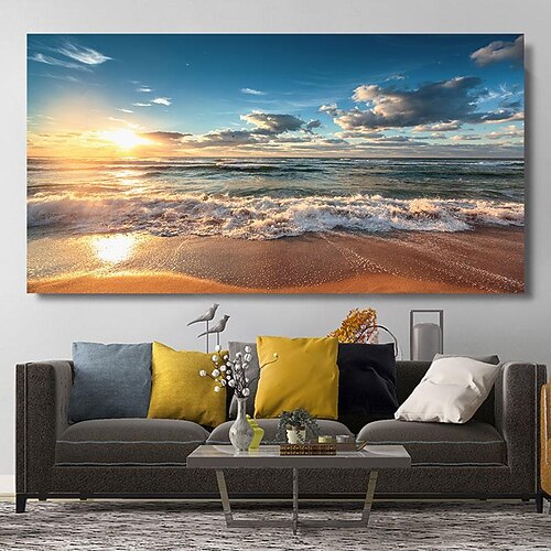 natürliche moderne seelandschaft wandbilder landschaft strand meer ozean leinwand malerei wandkunst poster für wohnzimmer dekor cuadros Image