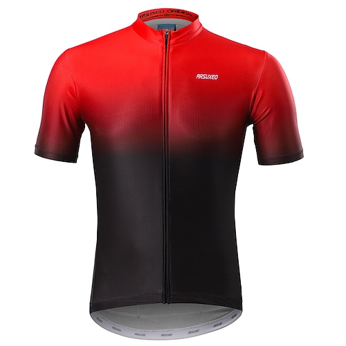 Herren Radtrikot Farbverlauf Kurzarm Fahhrad Trikot mit 3 Gesäßtaschen Reflektierende Streifen Rückentasche Elastisch Anti-Rutsch Sport Schwarz Gelb Purpur Bekleidung Image