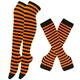 2-teiliges Set mit gestreiften Overknee-Socken und warmen Handschuhen mit langem Arm, Weihnachtssocken für Damen, Y2K-Retro-Weihnachtsaccessoires, Mardi Gras