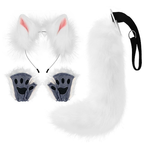 Fuchsschwanzclip Katzenohren Wolfspfoten Handschuhe Cosplay Kostüm Karneval ausgefallene Party Kostüm Accessoires