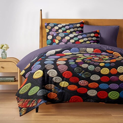 Bettbezug-Set mit 3D-Quilt-Art-Muster, Bettbezug-Set, weiches 3-teiliges Luxus-Baumwoll-Bettwäsche-Set, Heimdekoration, Geschenk, King-Size-Bettbezug Image