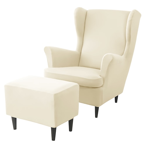 Stretch-Ohrensesselbezug-Set mit Ottoman-Bezug, burgunderfarbener Spandex-Stretch-Ohrensesselbezug, abnehmbarer, maschinenwaschbarer Sesselbezug für Strandmon-Sessel Image