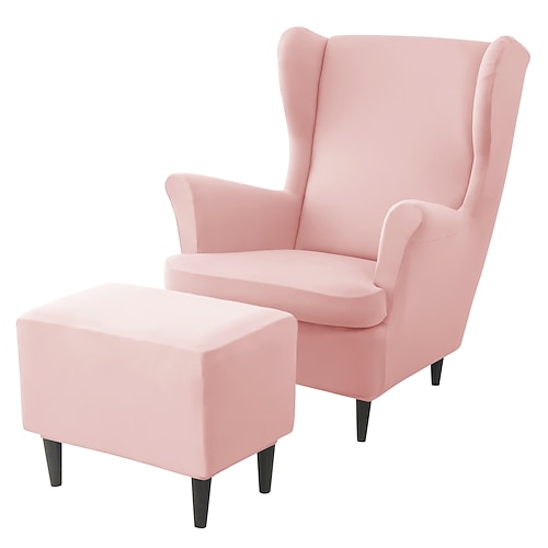 Stretch-Ohrensesselbezug-Set mit Ottoman-Bezug, burgunderfarbener Spandex-Stretch-Ohrensesselbezug, abnehmbarer, maschinenwaschbarer Sesselbezug für Strandmon-Sessel Image