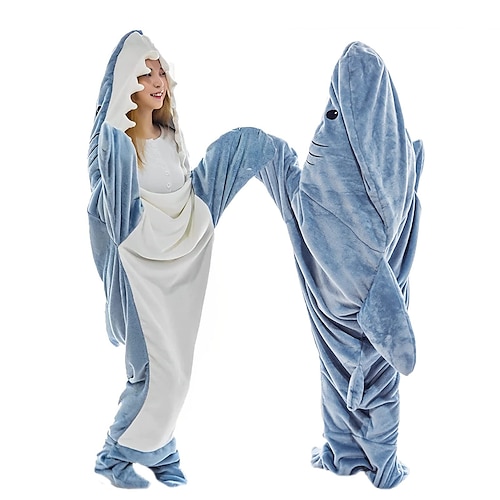Karnevalskostüm 2026 Hai Karneval Cosplay Kostüm Decke Onesie-Kostüm Niedlich Kinder Erwachsene Unisex Weihnachten Karneval Einfaches Karnevalskostüm Verkleiden Image