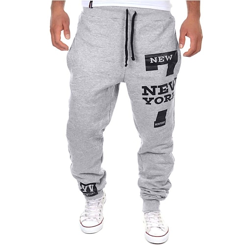 Herren Aktiv Jogginghose Trainingshose Jogginghose Jogger Hose Hosen Kordelzug Elastische Taille Buchstabe In voller Länge Strasse Sport Freizeitskleidung Aktiv Sport Lockere Passform Schwarz / Rot Image