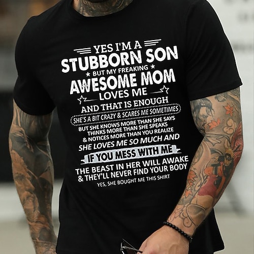 Stubborn Son Protective Mom Herren Grafik-T-Shirt - Tolles Mutterliebe Familiengeschenk Image