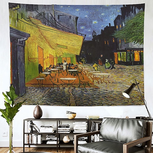 Van Gogh Gemälde große Wandteppich Kunstdekor Decke Vorhang hängend Zuhause Schlafzimmer Wohnzimmer Dekoration Polyester Image