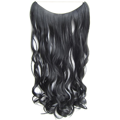 kein Clip kein Kleber unsichtbare Halo-Haarverlängerung 24 Zoll langes gerades synthetisches hitzebeständiges Schnur-Haarteil Image