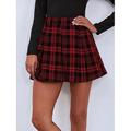 Damen Rock Übers Knie Röcke Gefaltet Bedruckt Plaid Schottenstoff Schottenstoff Kariert Casual Wochenende Sommer Polyester Strassenmode Adrett Schwarz Rote Blau