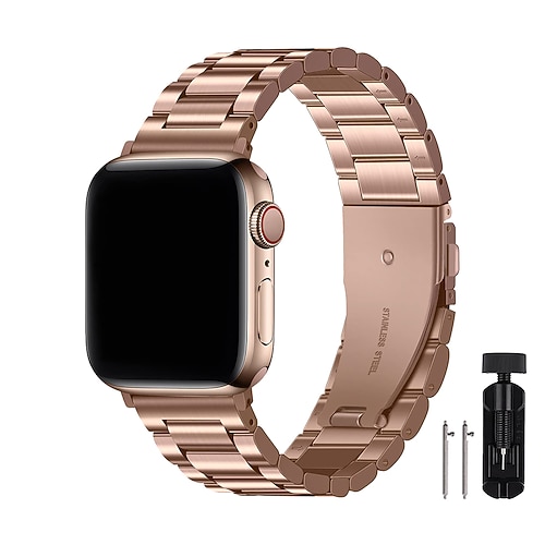 Gliederarmband Kompatibel mit Apple Watch Armband 38mm 40mm 41mm 42mm 44mm 45mm 49mm Schnalle Luxus Metallverschluss Edelstahl Ersatzarmband für iwatch Serie Ultra 8 7 6 5 4 3 2 1 SE Image