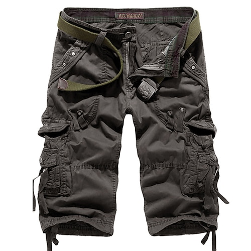 Herren Cargo-Shorts Caprihose Capri-Shorts Wander-Shorts Mehrere Taschen Einfach Komfort tragbar Wadenlang Lässig Täglich Streetwear Sport Mode Armeegrün Wein Mikroelastisch Image