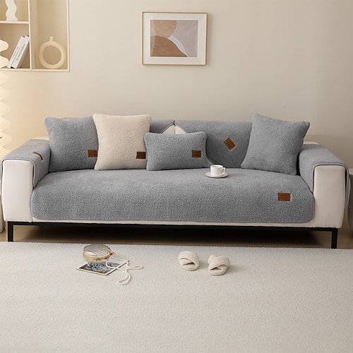Plüsch-Sofa-Schonbezug, Sofa-Sitzbezug, Sofabezug mit Blumen-Jacquardmuster, Möbelschutz, rutschfeste Sofabezüge für Hunde, Katzen, Kinder (einzeln verkauft/nicht im Set) Image