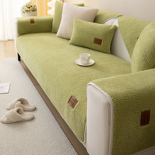 Plüsch-Sofa-Schonbezug, Sofa-Sitzbezug, Sofabezug mit Blumen-Jacquardmuster, Möbelschutz, rutschfeste Sofabezüge für Hunde, Katzen, Kinder (einzeln verkauft/nicht im Set) Image
