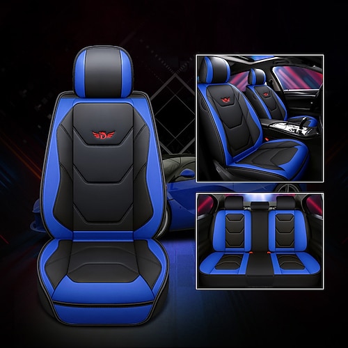 5-Sitz Komplettset luxuriöser universeller 5D PU-Leder vorderer Autositzbezug wasserdicht atmungsaktive Sitzschutzmatte Image