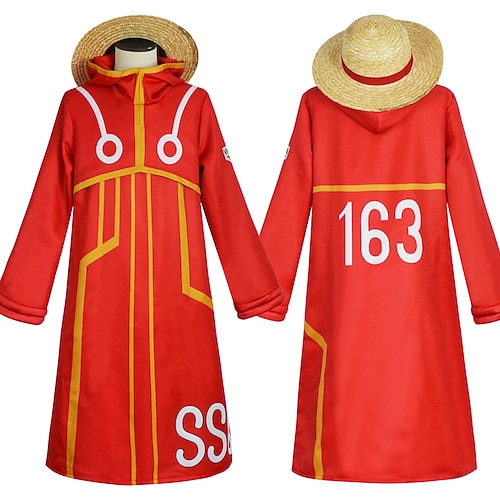 Ozeanabenteurer Seeräuber Ruffy Strohhutpirat Anime Cosplay Kostüm Outfits Cosplay-Anzüge Halloween Karneval Maskerade Mantel Handschuhe Hut Für Herren Jungen Kinder Erwachsene Image