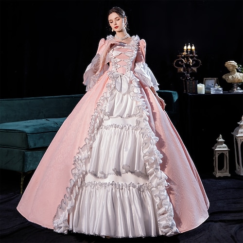 Gotisch Viktorianisch Vintage inspiriert Kleid Partykostüm Abschlussballkleid Prinzessin Shakespeare Braut Einfarbig Ballkleid Kostüm Damen Halloween Karneval Valentinstag Hochzeit Party Image