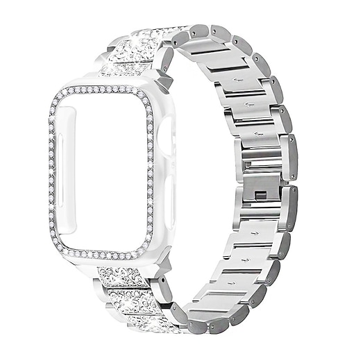 Uhrenarmband für Apple Watch Series 8 7 6 5 4 3 2 1 SE Edelstahl Ersatz Gurt Bling-Diamant Schmuck Armband Armband Image