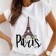 2022 neue paris turm druckmuster frauen lässige frauen rundhals personalisiertes t-shirt süß und einfach