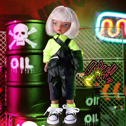 28 cm Pi Shuai Puppe - Weiße Haare 360-Grad Gelenk BJD Mädchen austauschbare Puppe Kinderspielzeug Weihnachtsgeschenk