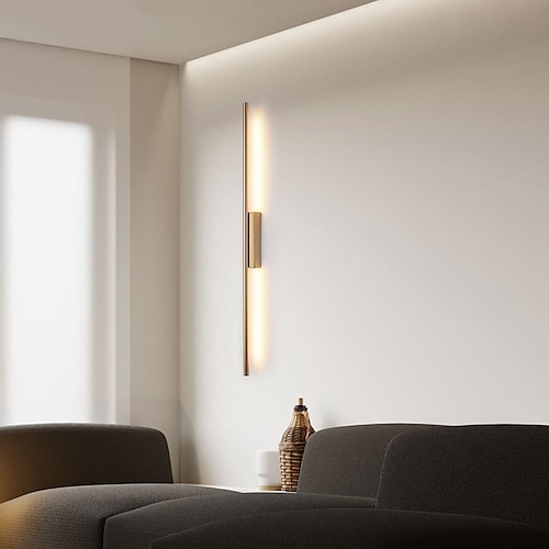 Schwarze LED-Wandleuchte, moderne lineare Wandleuchte aus Metall, LED-Wandleuchte für den Innenbereich, lange Streifen-Design, Innenwandleuchte für Wohnzimmer, Schlafzimmer, Veranda, Flur, Badezimmer, Image