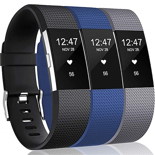 3 Stücke Smartwatch-Band Kompatibel mit Fitbit Charge 2 Weiches Silikon Smartwatch Gurt Weich Verstellbar Elasthan Sportband Ersatz Armband Image