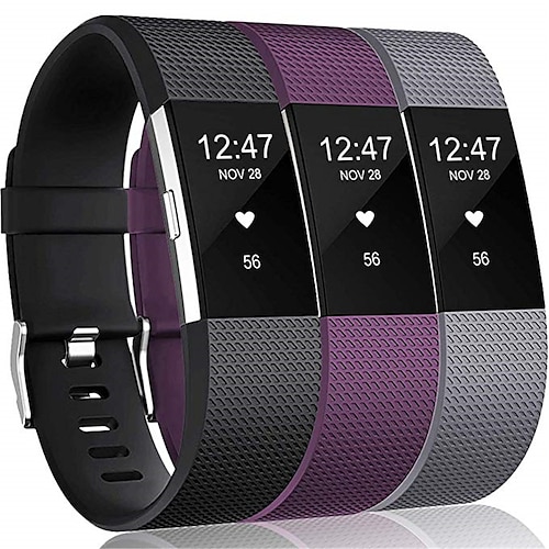 3 Stücke Smartwatch-Band Kompatibel mit Fitbit Charge 2 Weiches Silikon Smartwatch Gurt Weich Verstellbar Elasthan Sportband Ersatz Armband Image