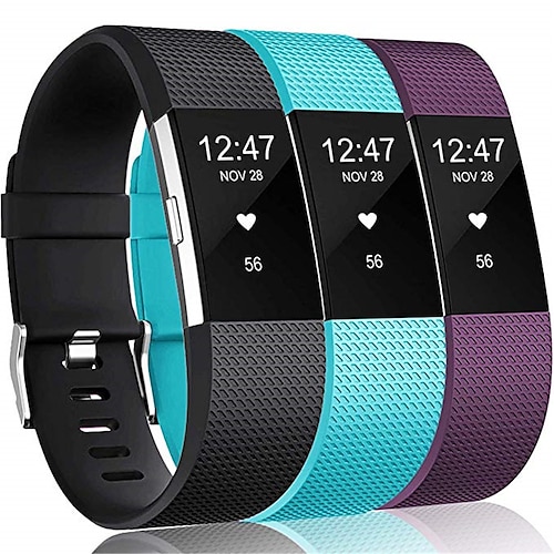 3 Stücke Smartwatch-Band Kompatibel mit Fitbit Charge 2 Weiches Silikon Smartwatch Gurt Weich Verstellbar Elasthan Sportband Ersatz Armband Image