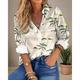 Hawaiihemd Damen Hemd Bluse Baum Casual Festtage Strand Taste Bedruckt Weiß Langarm Modisch Hawaiianisch Hemdkragen Frühling Herbst