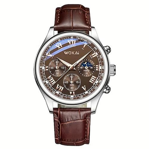 Herren Business Armbanduhr Quarz Lässig Gürtel Herren Uhr Braune Uhr
