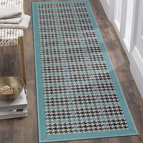 Geometrischer abstrakter Läuferteppich, Küchenmatte, rutschfester, ölbeständiger Teppich, Innen- und Außenmatte, Nachttisch, Schlafzimmer, Dekor, Badezimmermatte, Eingangsteppich, Fußmatte Image