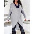 Damen Übergröße Kurve strickkleid Strickkleid Casual kleid Glatt Midikleid Langarm Grundlegend gestrickt Rundhalsausschnitt Modisch Outdoor Hellgrau Hell Gray Herbst Winter L XL XXL 3XL 4XL