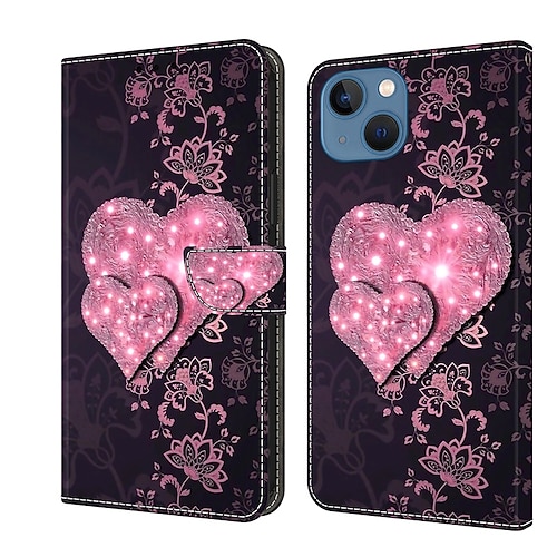 Handy Hülle Handyhüllen Für iPhone 16 15 14 Pro Max Plus 13 12 11 Pro Max Mini Brieftaschenhülle Flip-Cover Mit Ständer Magnetisch Kartenfach Schmetterling Blume Blumendruck TPU PU-Leder Image