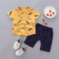 Jungen-Poloshirt-Set, 0–4-jähriges Kinder-Kurzarm-Set, bedruckte Feder-Shirt-Shorts, 2-teiliges Set