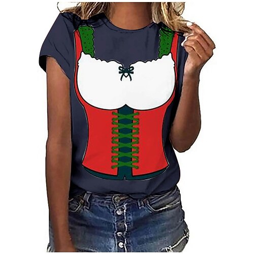 T-Shirt Anime 3D Bayerisch Streetstyle T-Shirt Ärmel Grafik für Damen Erwachsene 3D-Druck für Oktoberfestbier Maskerade Alltagstauglich Image