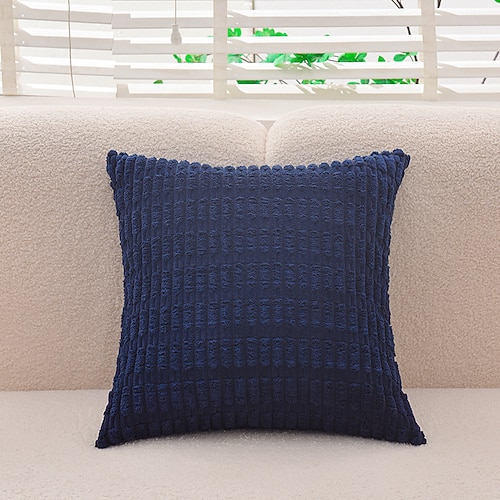 Dekorative Wurfkissen, Cord-Kissenbezüge, Sofa, großer Fettstreifen-Kissenbezug, einfarbig, gestreifter Kissenbezug, 1 Stück, Blau, Salbeigrün, Lila, Gelb Image