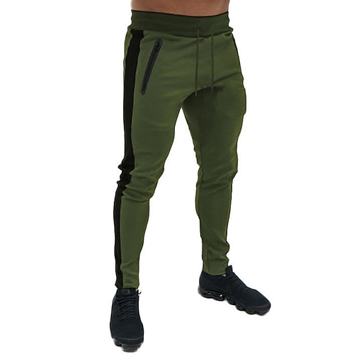 Herren Hose Hosen Trainingshose Jogginghose Outdoor Athlässigkeit Täglich Sport Weich Komfortabel Tasche Kordelzug Elastische Taille Farbblock In voller Länge Modisch Brautkleider schlicht Image