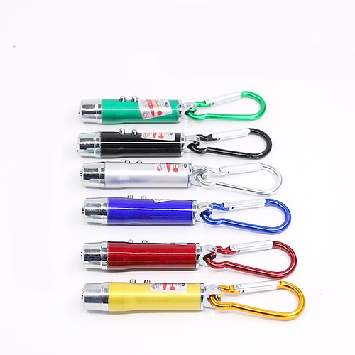 Mini-Laserpointer mit Kletterschnalle für den Außenbereich – 3 LED-Taschenlampen und UV-Schwarzlicht-Taschenlampen mit Schlüsselanhänger fürs Camping (zufällige Farbe) Image
