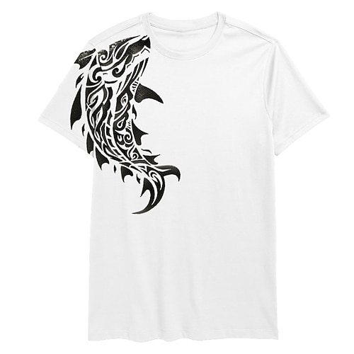 Herren Grafik Fisch T Shirt T-Shirt Kurzarm T-Shirt 3D-Druck Rundhalsausschnitt Hemd Urlaub Hawaiianisch Resort-Stil Sport im Freien Ferien Ausgehen Schwarz Weiß Himmelblau Frühling Sommer Image