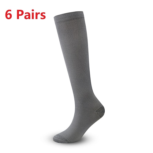 6 Paar athletische Kompression Sportsocken lang Herren Damen Socken atmungsaktiv angenehm rutschfest schnell trocknend Fitnessstudio Workout Basketball Laufen Aktiv Training Joggen Sport Nylon schwarz weiß grau Image