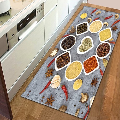 Gewürze-Teppich, Küchenmatte, rutschfeste, ölbeständige Bodenmatte, Wohnzimmerteppich, Innen- und Außenmatte, Schlafzimmerdekoration, Badezimmermatte, Eingangsteppich, Türmatte Image