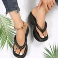 Damen Sandalen Hausschuhe Slippers Flip Flops Rosa Keilabsätze Flip Flops Outdoor Strand Feste Farbe Sommer Flacher Absatz Elegant Brautkleider schlicht Minimalismus EVA Halbschuhe Schwarz Wei