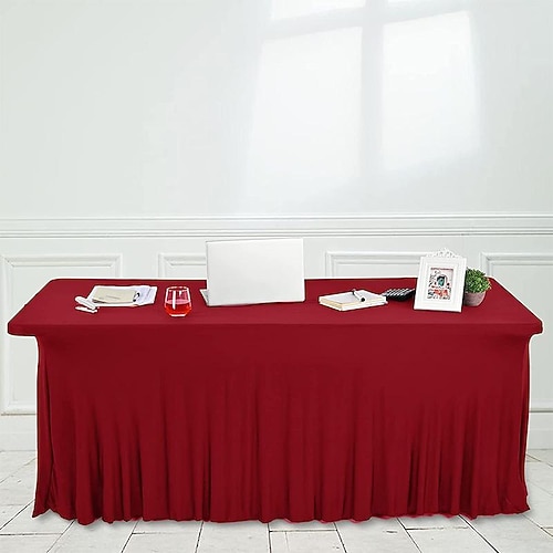 Spandex-Tischdecke, weiße Outdoor-Tischdecke, 1,8 m, 1,2 m, 2,4 m, dehnbare schwarze Frühlingstischdecke, rechteckig für Terrasse, Picknick, Hochzeit, Essen, Ostern, Küche Image