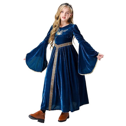Buchwoche 2026 Retro Vintage Mittelalterlich Kleid Cosplay Kostüm Abschlussballkleider Trompetenärmel Wikinger Dame Outlander Elfen Kostüm Mädchen Keltisch königlich Halloween Karneval Maskerade Image