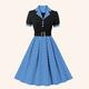 Retro Vintage 1950s Kleid A-Linie Kleid Swing-Kleid Damen Punkt Umlegekragen Verabredung Kleid
