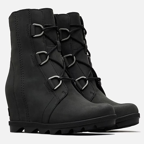 Damen-Keilstiefeletten aus Kunstleder mit Schnürriemen – stilvolles und strapazierfähiges Schuhwerk für Outdoor-Abenteuer und den Alltag Image